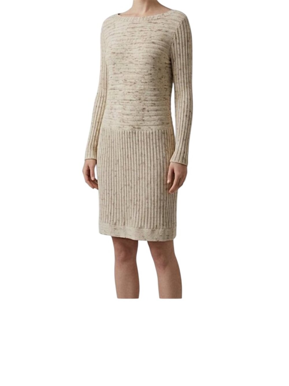 Anthropologie MOTH Women’s M Oatmeal Marled Ribbed Wool Blend Sweater Dress